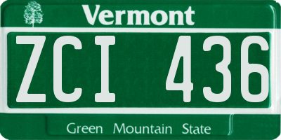 VT license plate ZCI436
