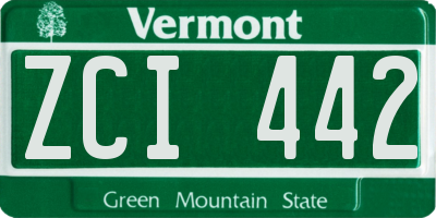 VT license plate ZCI442