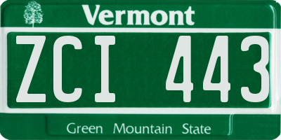 VT license plate ZCI443