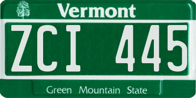 VT license plate ZCI445