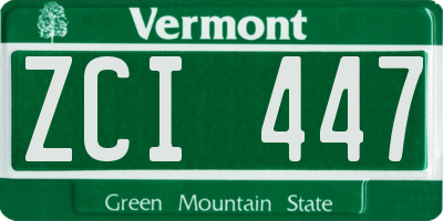 VT license plate ZCI447