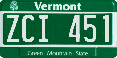VT license plate ZCI451