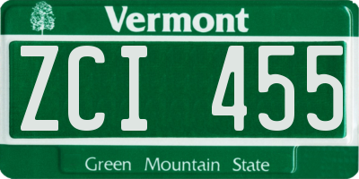 VT license plate ZCI455