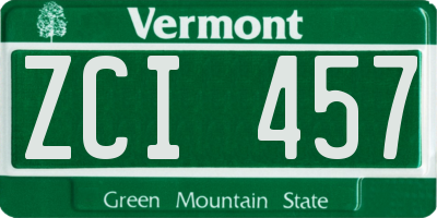 VT license plate ZCI457