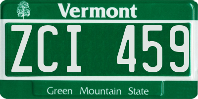VT license plate ZCI459