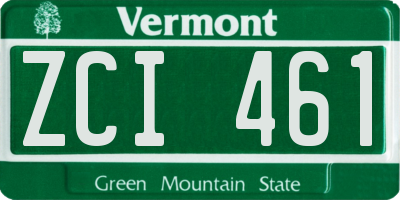 VT license plate ZCI461
