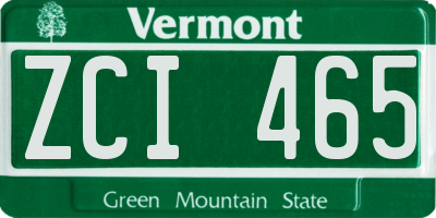 VT license plate ZCI465