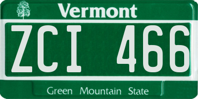 VT license plate ZCI466
