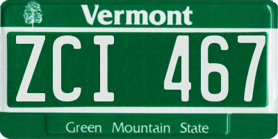 VT license plate ZCI467