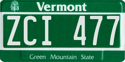 VT license plate ZCI477