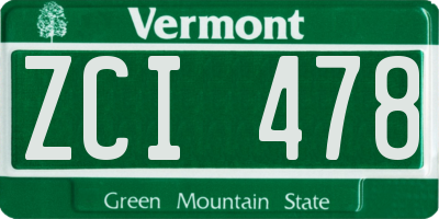 VT license plate ZCI478