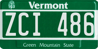 VT license plate ZCI486