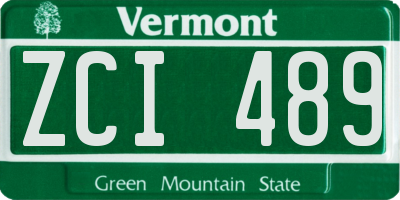 VT license plate ZCI489