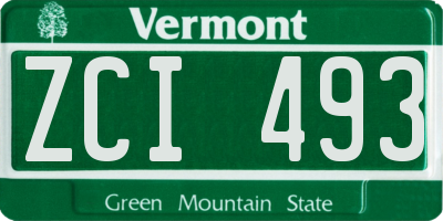 VT license plate ZCI493