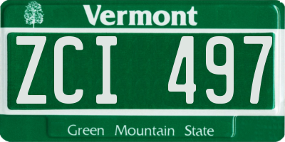 VT license plate ZCI497