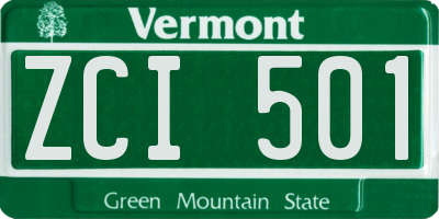 VT license plate ZCI501