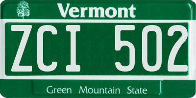 VT license plate ZCI502