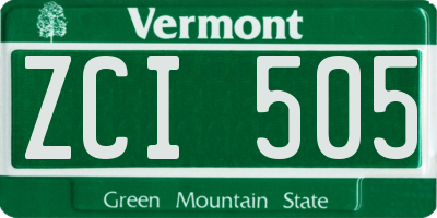 VT license plate ZCI505