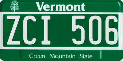 VT license plate ZCI506