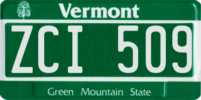 VT license plate ZCI509