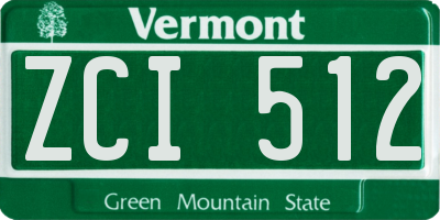 VT license plate ZCI512