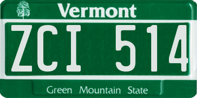 VT license plate ZCI514