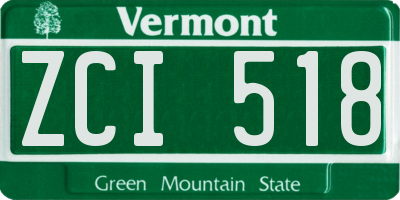 VT license plate ZCI518