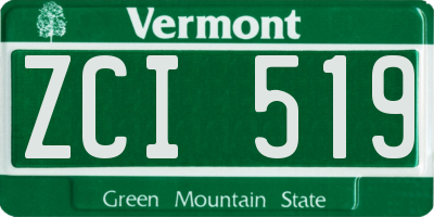 VT license plate ZCI519