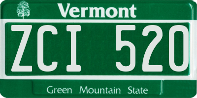 VT license plate ZCI520