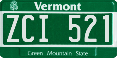 VT license plate ZCI521