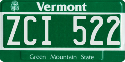 VT license plate ZCI522