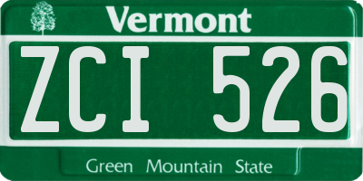 VT license plate ZCI526