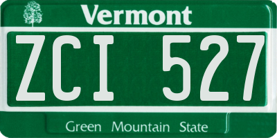 VT license plate ZCI527