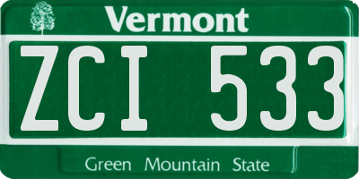 VT license plate ZCI533