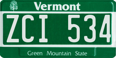 VT license plate ZCI534