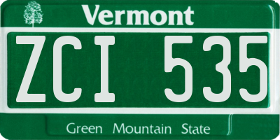 VT license plate ZCI535