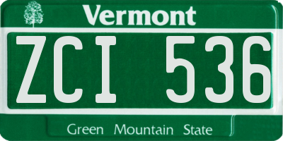 VT license plate ZCI536