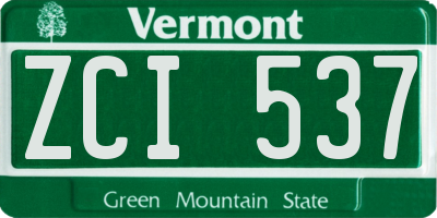 VT license plate ZCI537