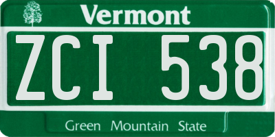 VT license plate ZCI538