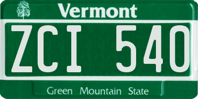 VT license plate ZCI540