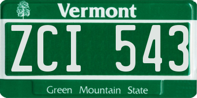 VT license plate ZCI543