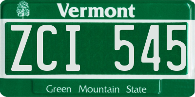 VT license plate ZCI545