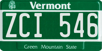 VT license plate ZCI546