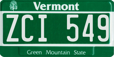 VT license plate ZCI549