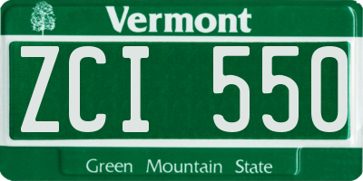 VT license plate ZCI550