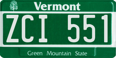 VT license plate ZCI551