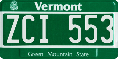 VT license plate ZCI553