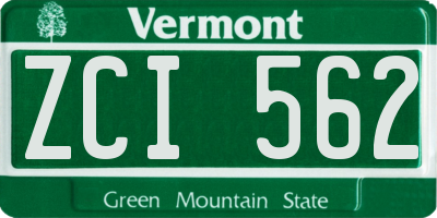 VT license plate ZCI562