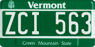 VT license plate ZCI563