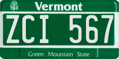 VT license plate ZCI567